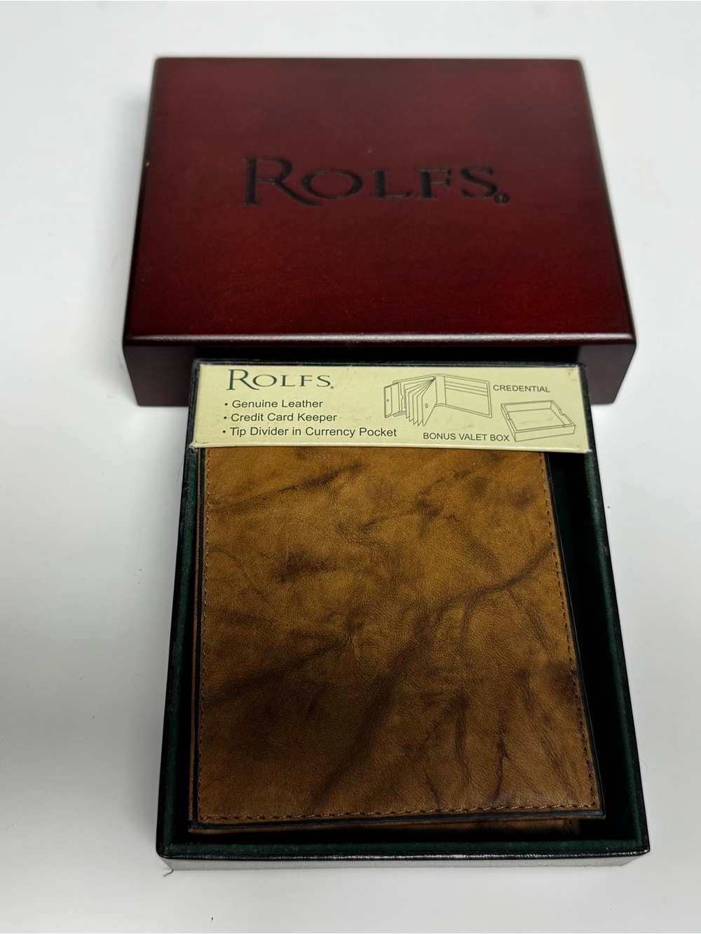 Rolfs Brown Genuine Leather Men's Wallet with Bonus Valet Box
